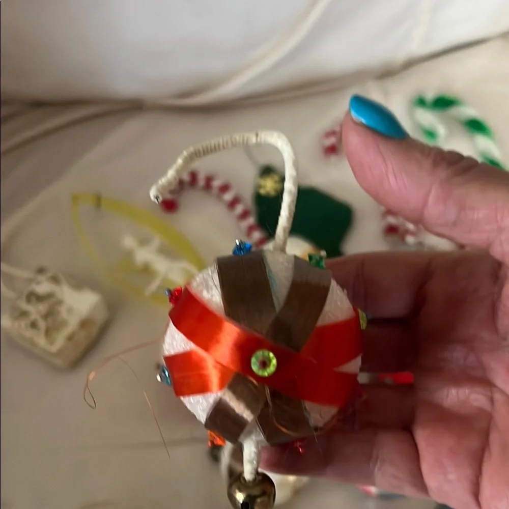 VTG Handmade Christmas Ornaments and Candy Cane Set